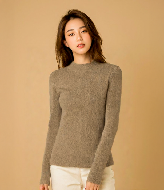 Fuzzy Knit Sweater (Brown)